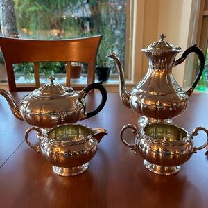 Elegant Primrose Silver Tea Set including Coffee urn, Teapot, Creamer and Sugar